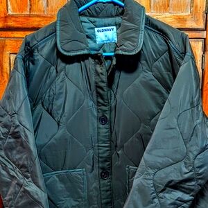 Old Navy Black Lightweight Shirt Jacket with Quilted Design